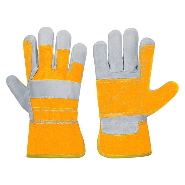 Yellow Double Palm Leather Gloves