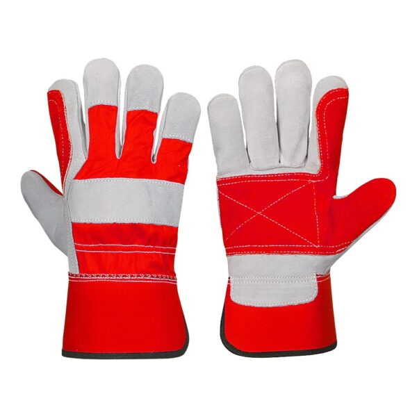 Red Double Palm Leather Gloves